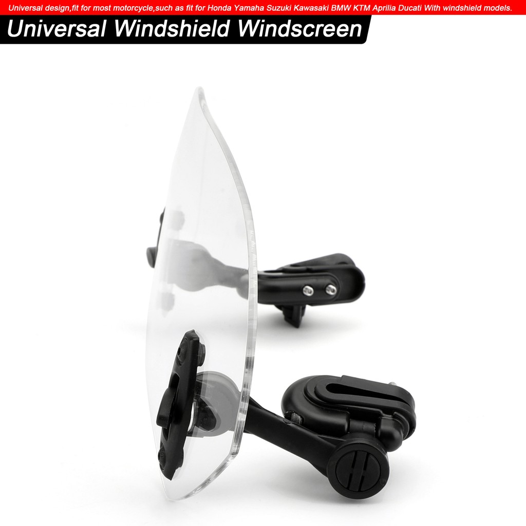 Areyourshop Motorcycle Adjustable Clip On Windshield Extension Spoiler Wind Deflector
