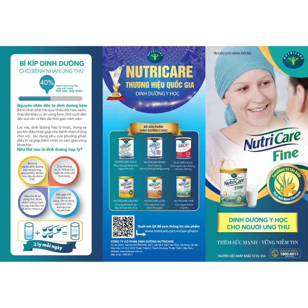 Sữa bột Nutricare Fine dinh dưỡng tăng cường miễn dịch cho bệnh nhân ung thư (900g)