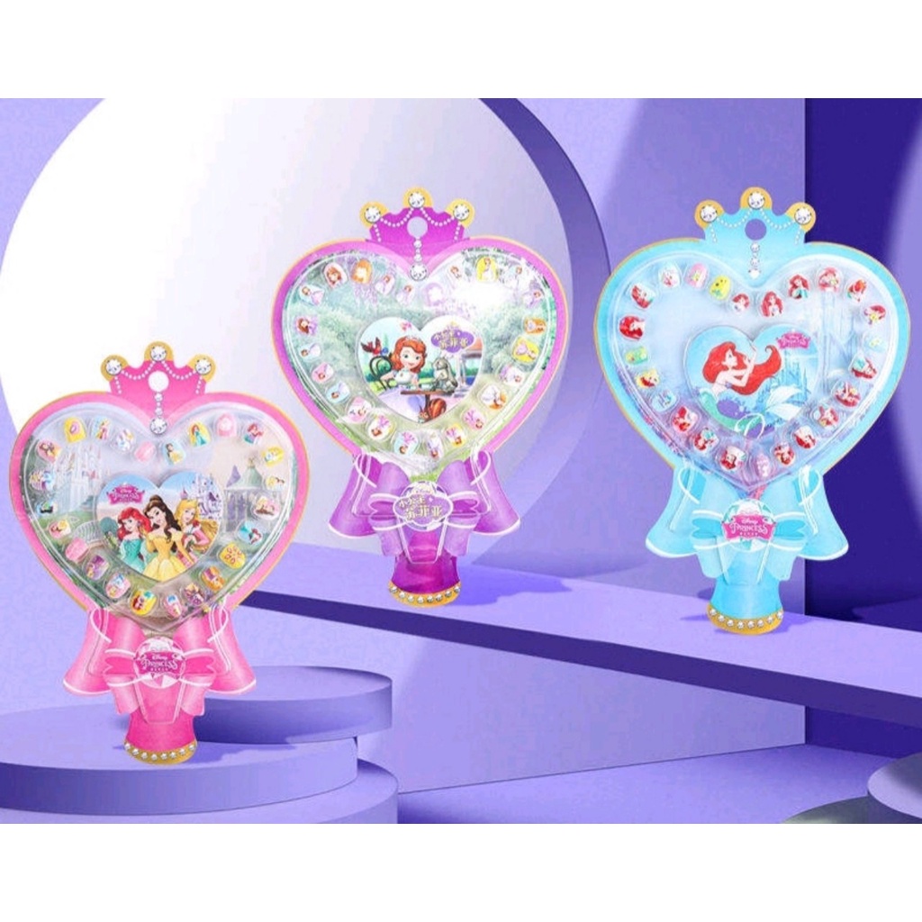 Sét 24 móng tay giả (có keo dính sẵn) kèm dũa móng tay họa tiết công chúa Elsa, Shopia cho bé gái