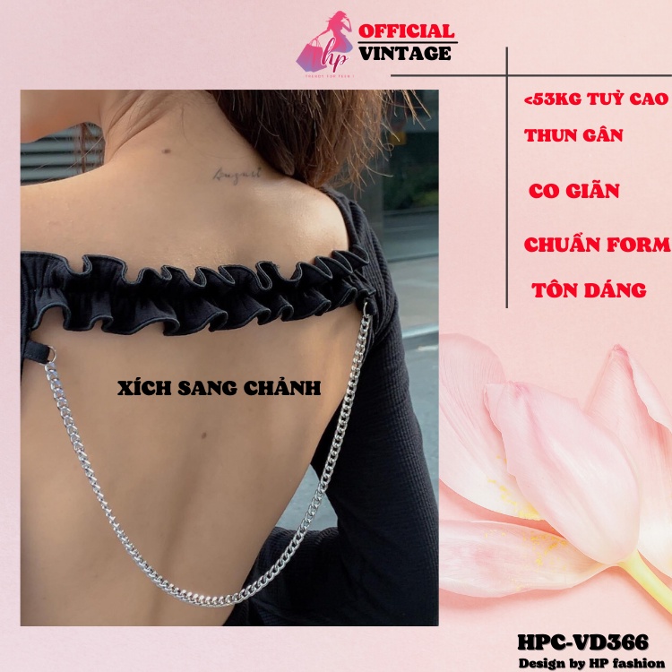 Đầm hở lưng dáng xoè body nữ, váy t sang chảnh tôn dáng màu đen VD366