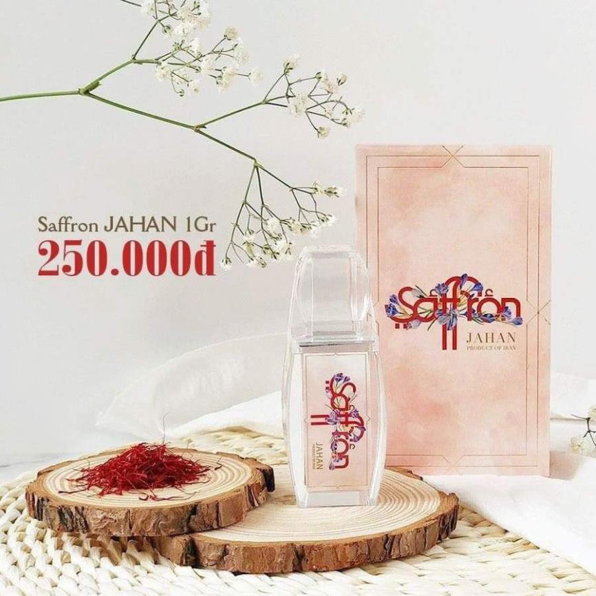 Nhụy Hoa Nghệ Tây IRAN Nhập Khẩu, Saffron Jahan  1gr - Tặng Bình Thủy Tinh Cao Cấp