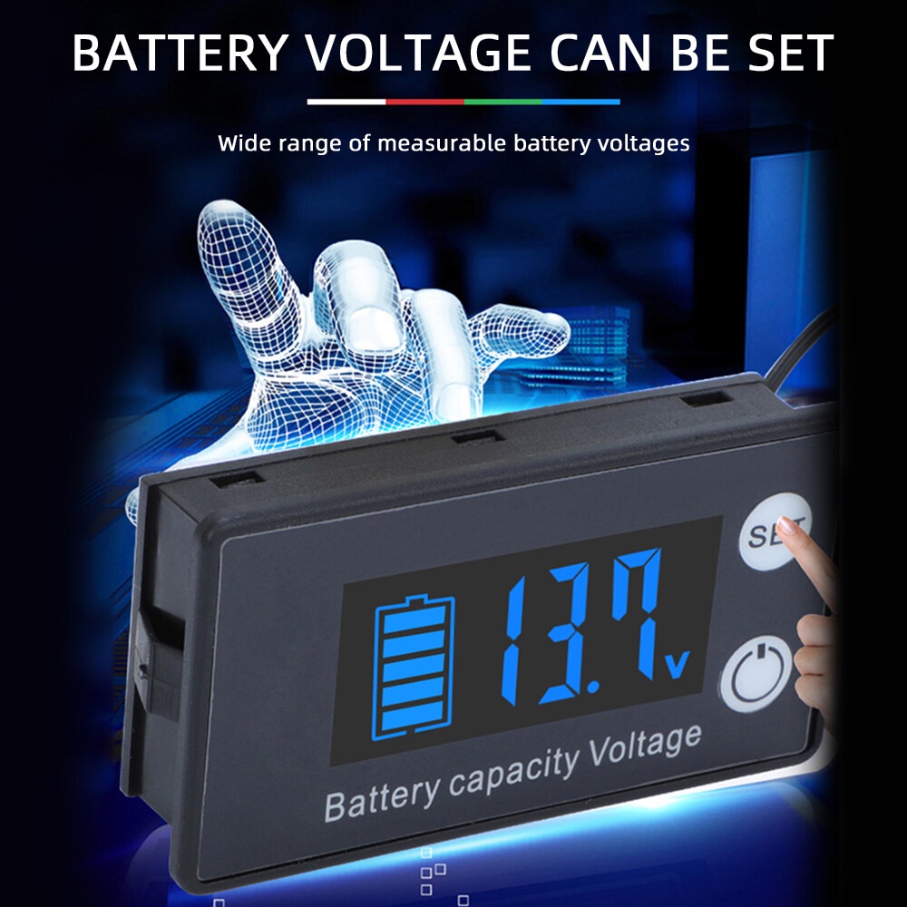 Vôn Kế Kỹ Thuật Số Ziqucu Hai Dây Hiển Thị Nhiệt Độ Pin Lithium 7-70V
