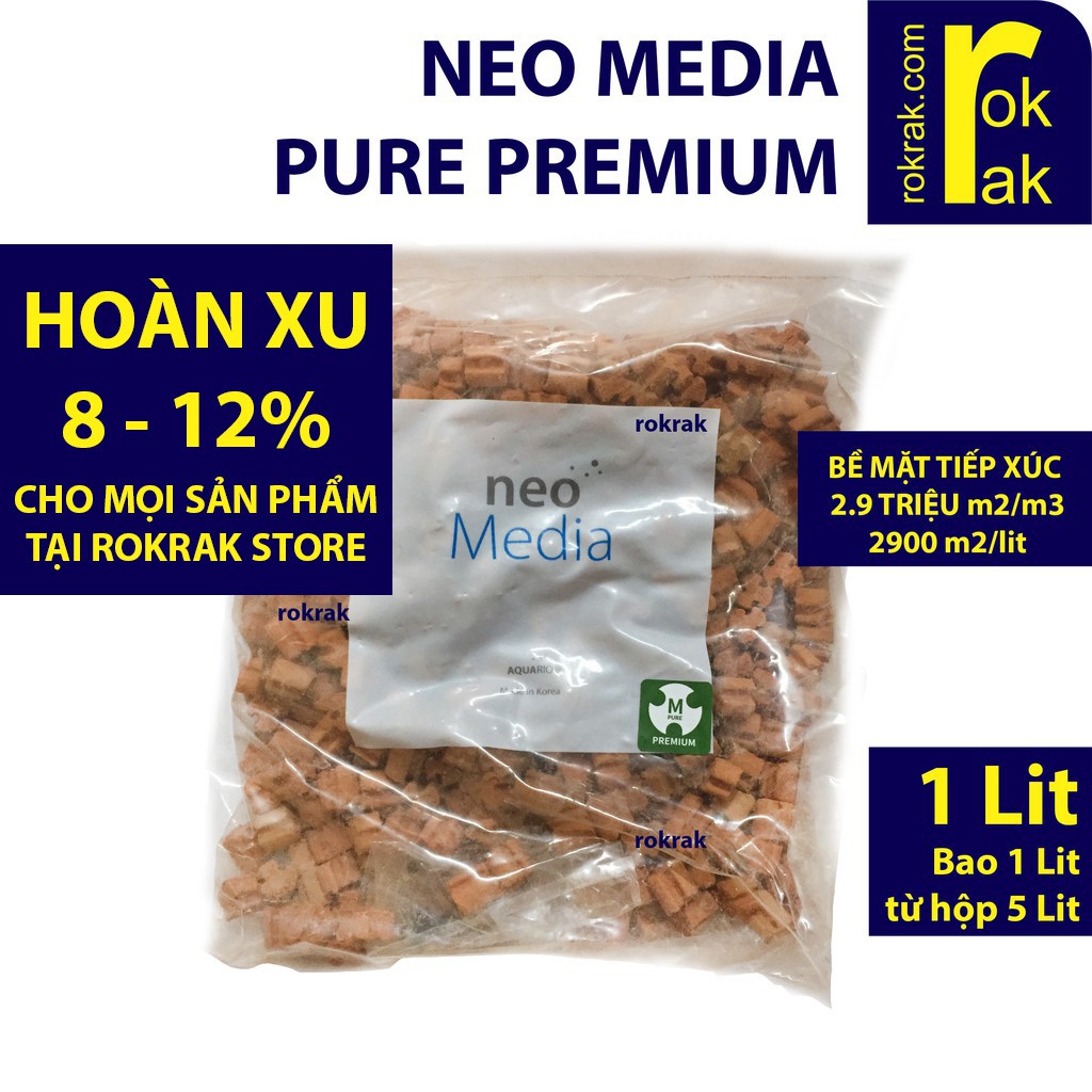 Vật liệu lọc Neo Media - Pure Premium bịch 1Lit - cho bể thủy sinh hồ cá