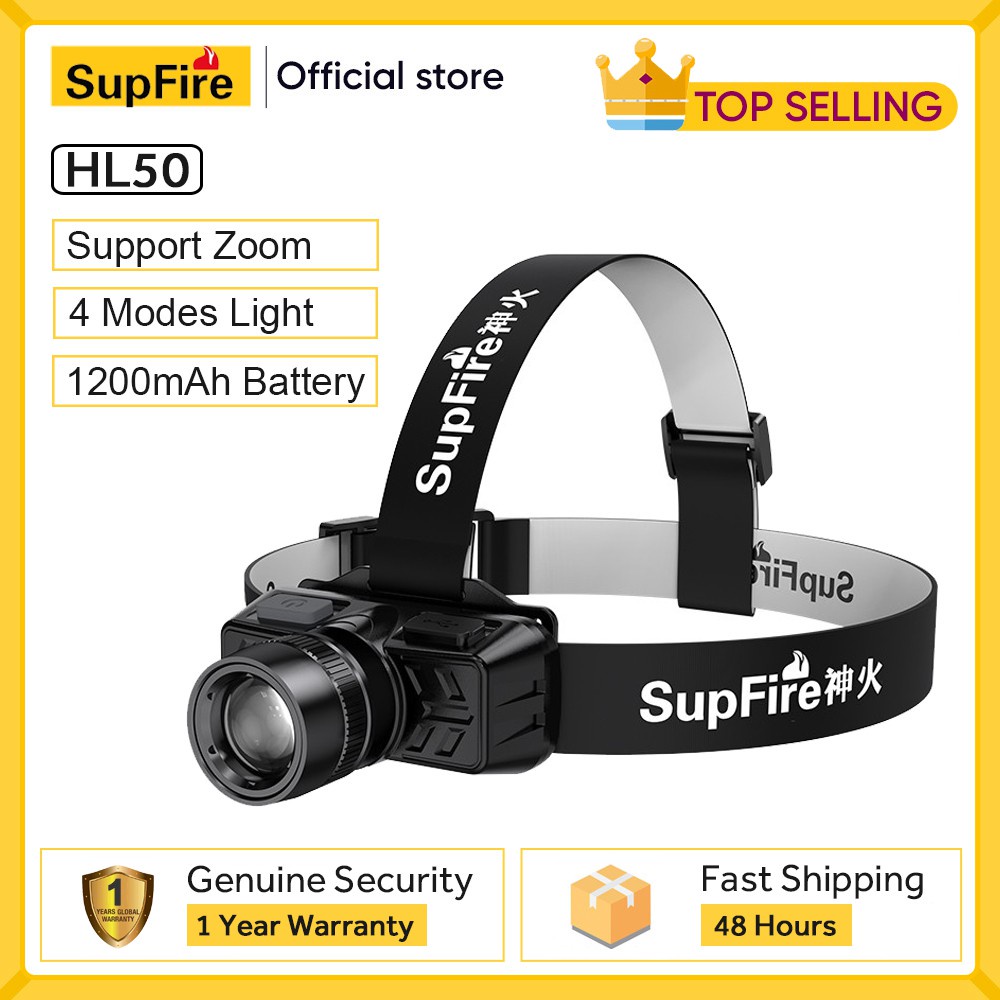 Đèn pin SUPERFIRE HL50 đeo đầu mini có thể sạc lại tiện lợi