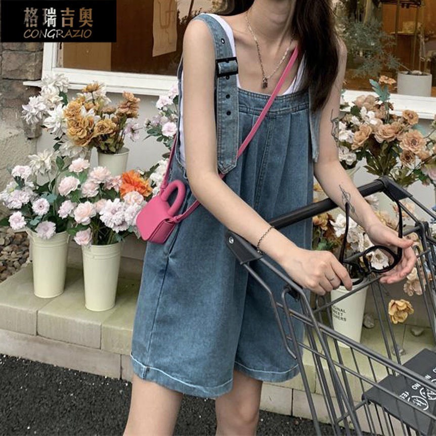 Yếm Bò Quần Đùi Ống Rộng Phong Cách Hàn Quốc Yếm Jean Denim Ngắn Hàng Qc Loại 1 Y371