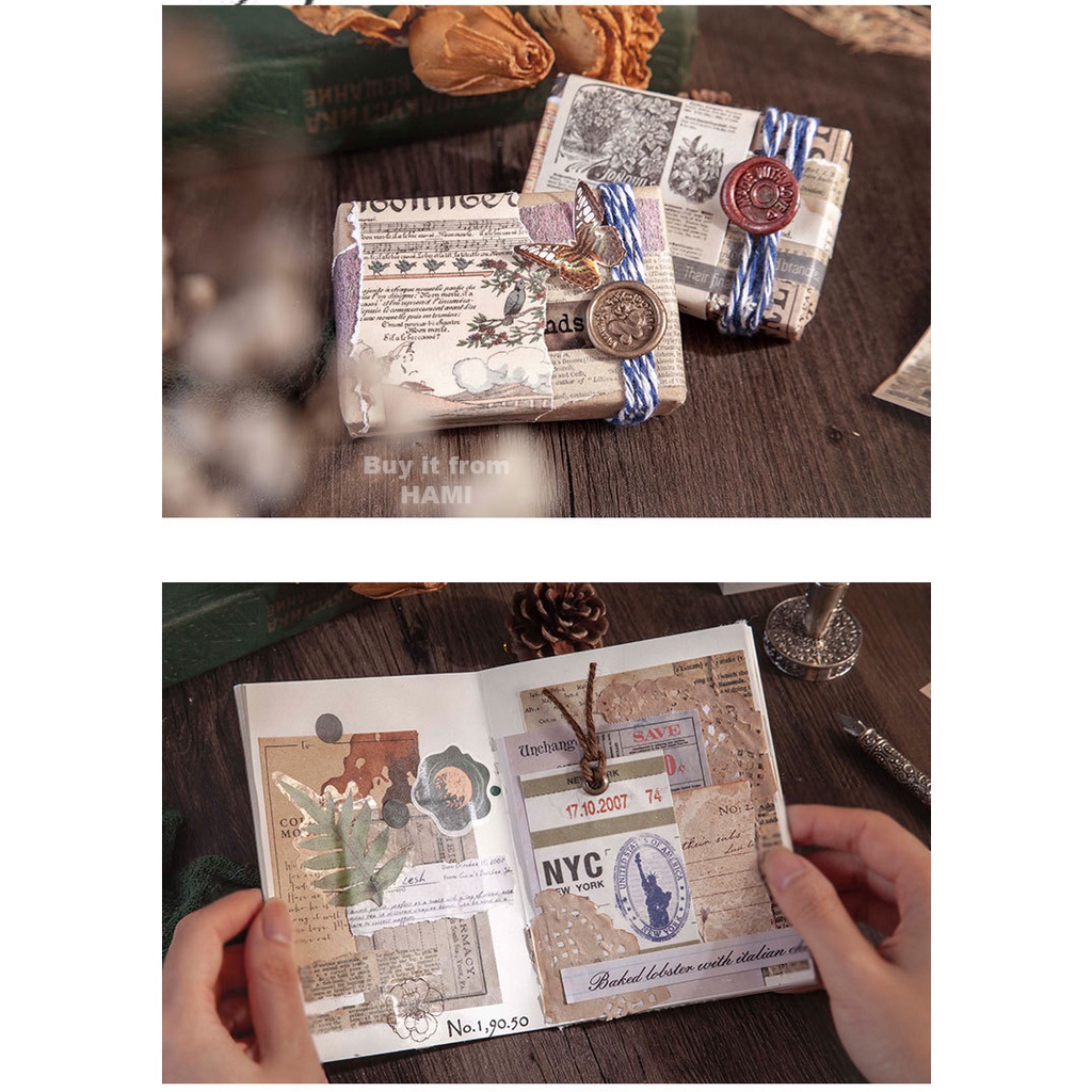 Sticker Retro trang trí Scrapbook, sổ tay, vở  (set 50 stickers) - [ 097 ]