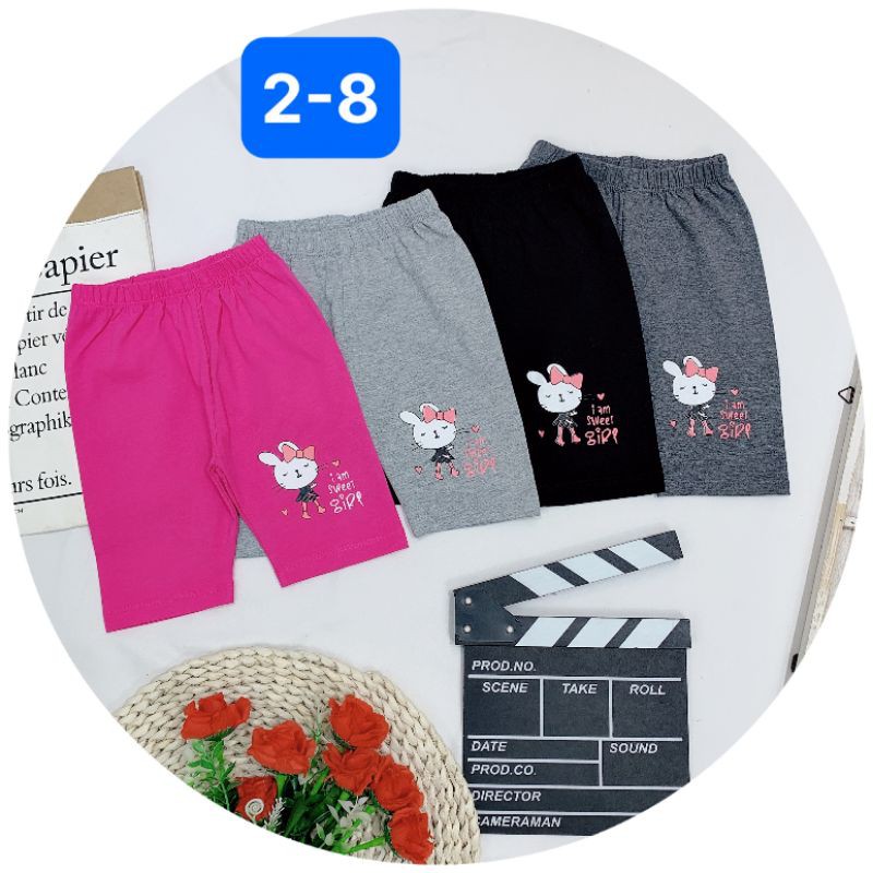 size 8_22kgquần legging lửng cotton size nhí dâu tây, mickey, thỏ