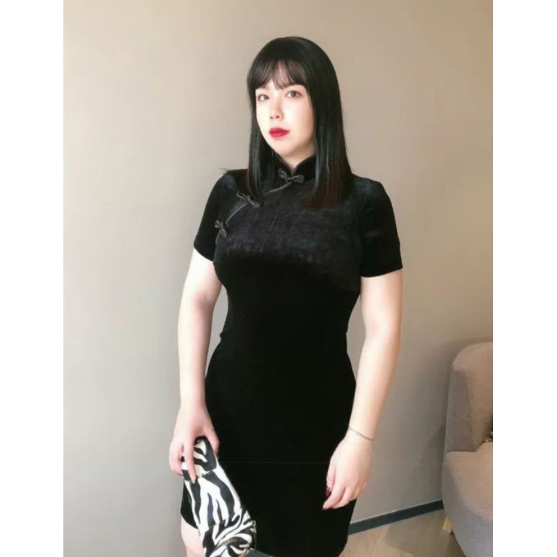 Đầm Đen Dự Tiệc Sườn Xám Ngắn 40-75kg | BigBuy360 - bigbuy360.vn