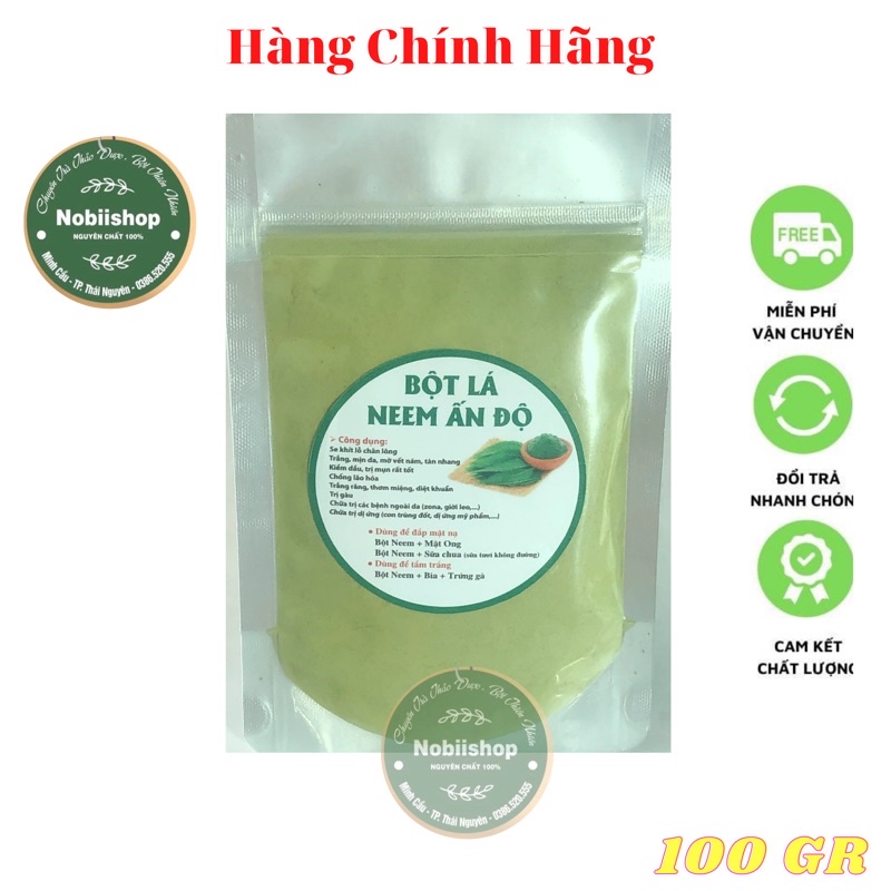 100GR Bột lá Neem Nguyên Chất -Nobiishop- Sản Phẩm Handmade , Dùng Cho Da Khô