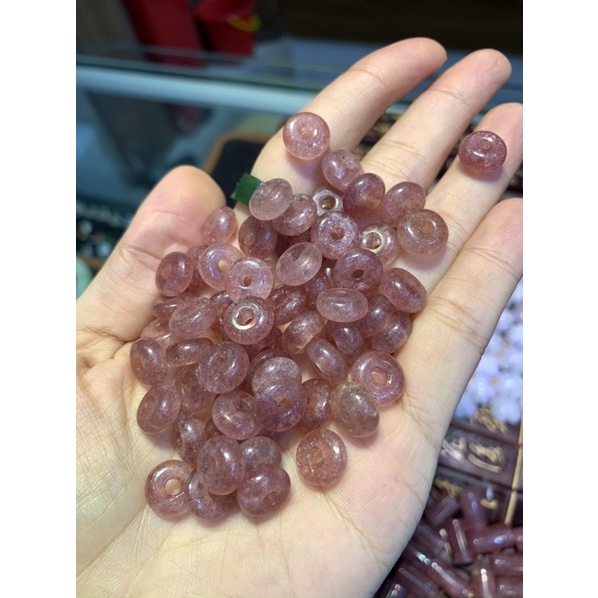 Vòng đeo tay dây cáp Đồng xu mix Đồng Điếu đá TA dâu hồng