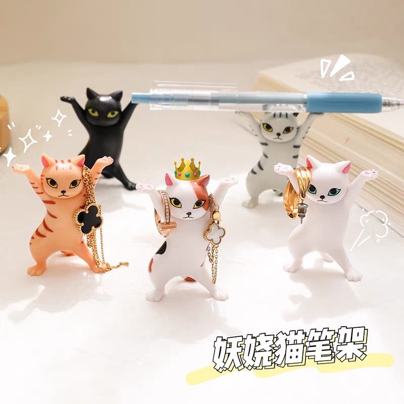 Set 5 Giá Đỡ Tai Nghe Bluetooth Hình Mèo Dễ Thương Trang Trí Bàn Làm Việc Cho AirPods 1/2/Pro