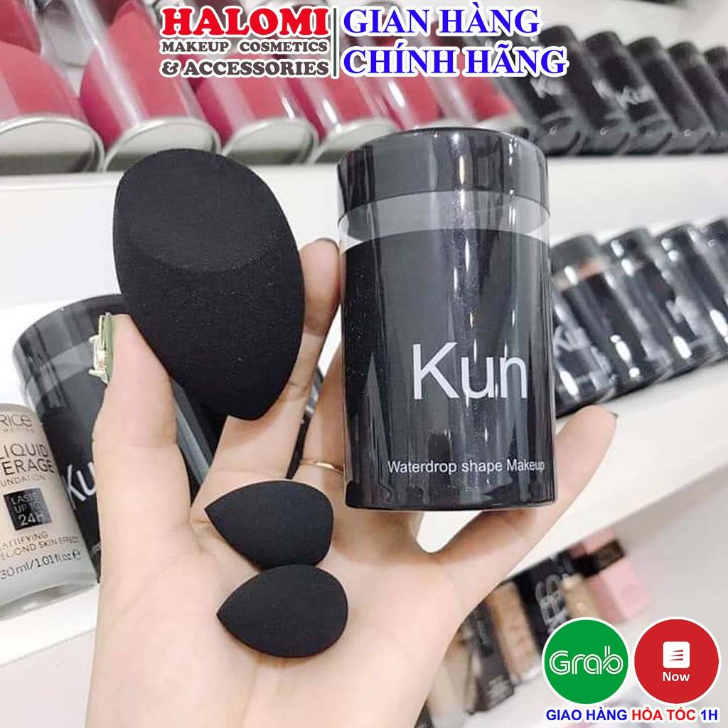 Bông mút tán nền Kun set gồm 3 chiếc siêu mịn bám phấn chính hãng HALOMI