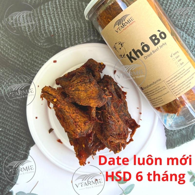 Khô bò miếng mềm hũ 300g - đồ ăn vặt Vfarmie Sài Gòn