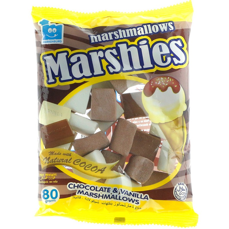 Kẹo Bông Gòn Marshmallow Marshies Hương Vani &amp; Socola (gói 80g)