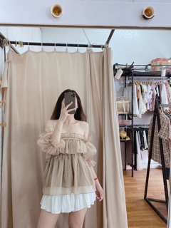 Áo voan kính trễ vai
