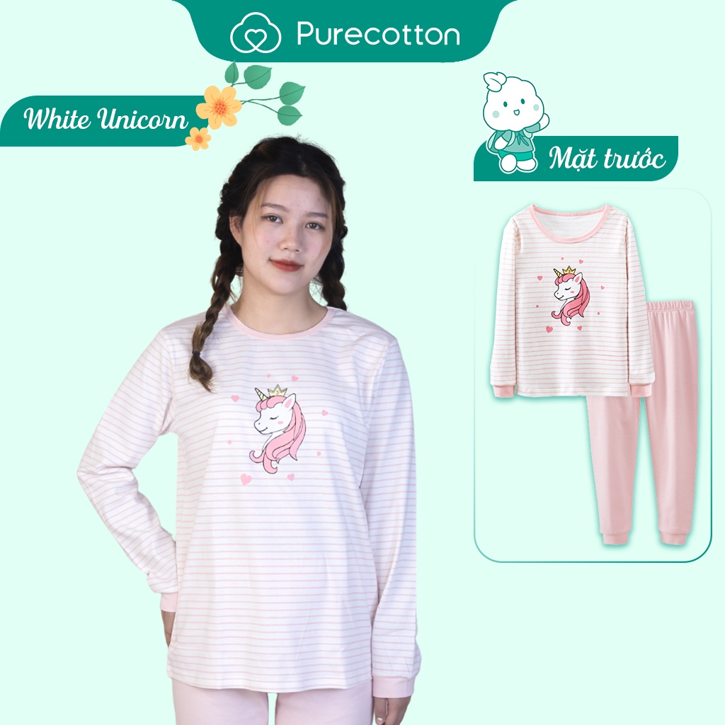 Đồ bộ mặc nhà mùa đông cho bé gái Purecotton chất liệu cotton cao cấp PC048