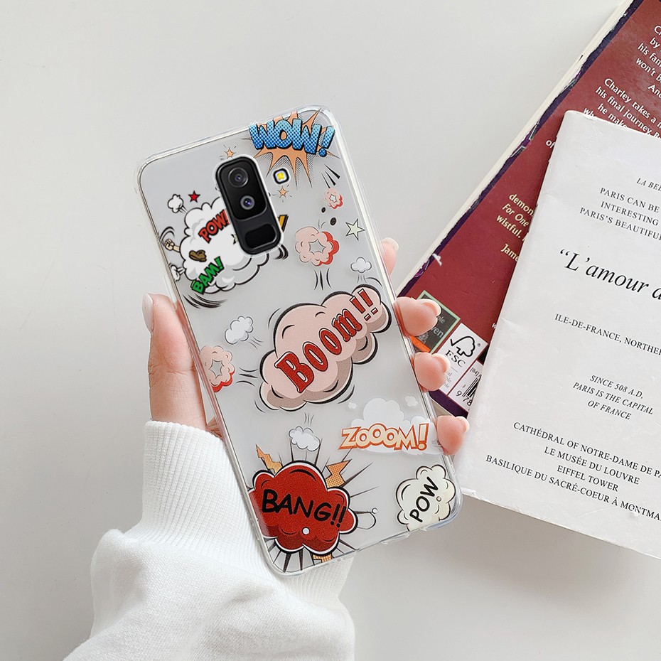 Ốp điện thoại silicon mềm trong suốt hình tem nhãn SM-J810Y cho Samsung Galaxy J8 2018 J810 J810F