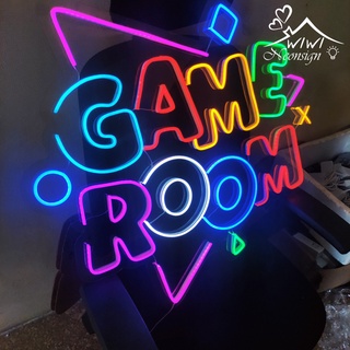 Đèn led neon chữ game room nhiều màu, đèn led treo tường trang trí phòng game