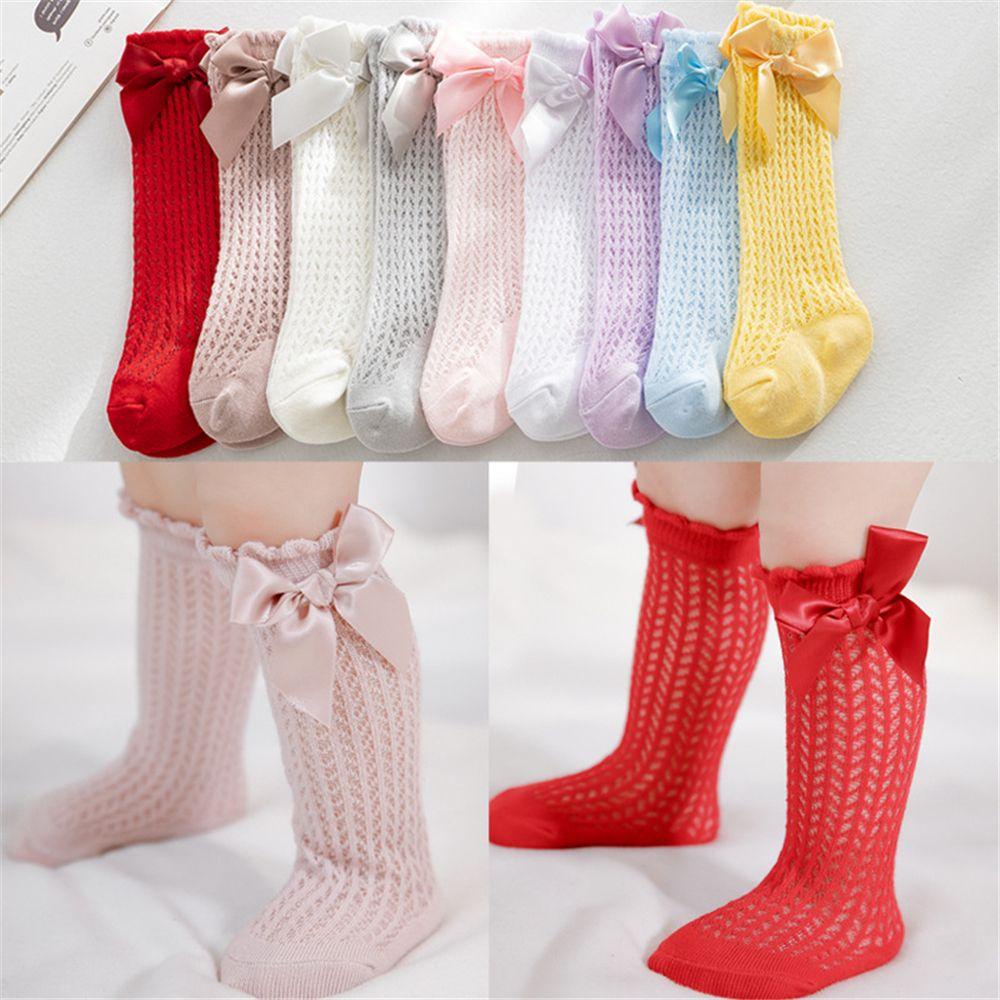 MIHAN1 Vớ Lưới Đính Nơ Mềm Mại Thoáng Khí Cho Bé Gái