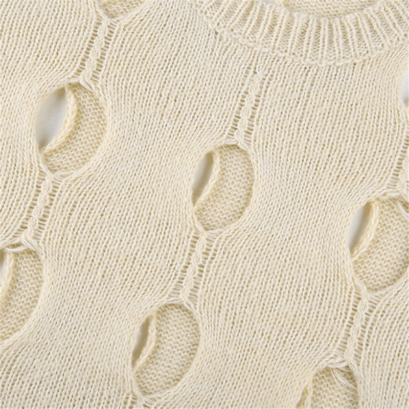 Áo Dệt Kim Tay Dài Y2K Khoét Lỗ Thời Trang Mùa Hè Cho Nữ