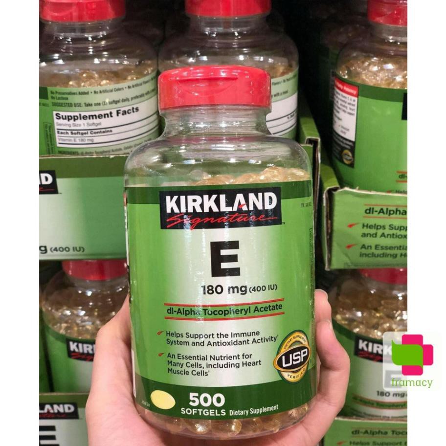 Vitamin E Kirkland 400 IU, Mỹ (500 viên) trẻ hóa làn da, chống lão hóa cho phụ nữ từ 12 tuổi trở lên