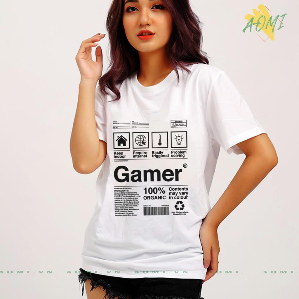 ÁO THUN UNISEX AOMI GAMER WORK NGHỀ NGHIỆP GAME THỦ TAY NGẮN TAY LỠ NAM NỮ CHẤT LƯỢNG CAO