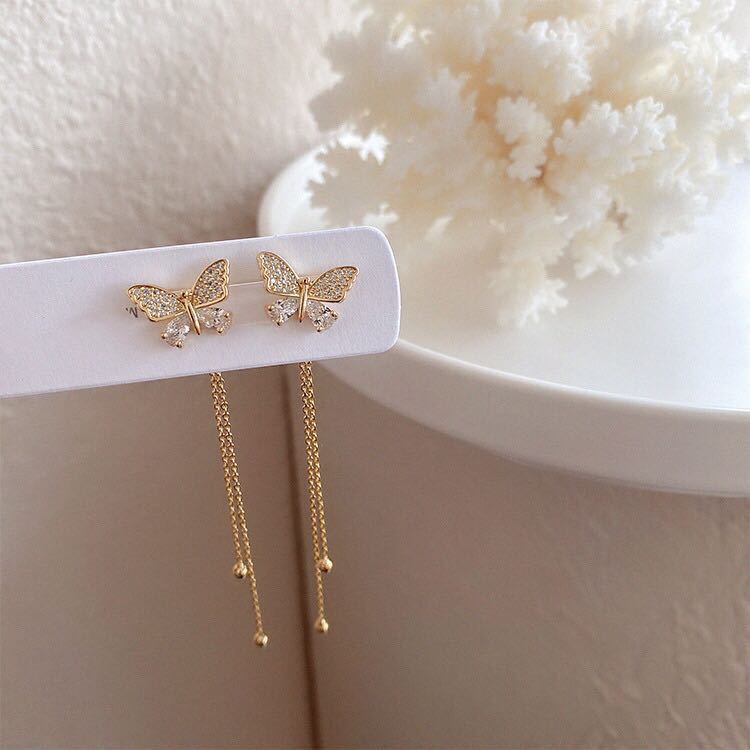 Bông Tai Kim S925 Đính Đá Zircon Tinh Tế Cho Nữ Mới