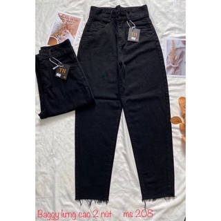 Quần baggy jeans 2 nút lưng cao lai tua ♻️