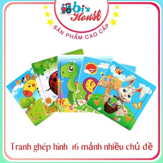 Đồ Chơi Gỗ, Tranh Ghép Hình Động Vật, Phương Tiện Giao Thông 16 Mảnh gỗ