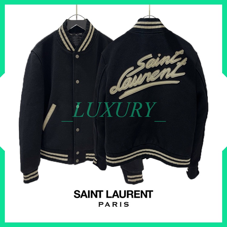 Áo Khoác Bomber Jacket SLP Saint Laurent Teddy College Thời Trang Cao Cấp