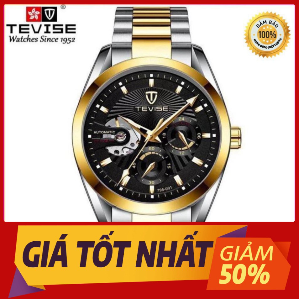 ĐỒNG HỒ AUTOMATIC TEVISE CHÍNH HÃNG NAM DÂY INOX NGUYÊN KHỐI CAO CẤP (TẶNG KỀM HỘP) [ Đồng Hồ Nam Cao Cấp]