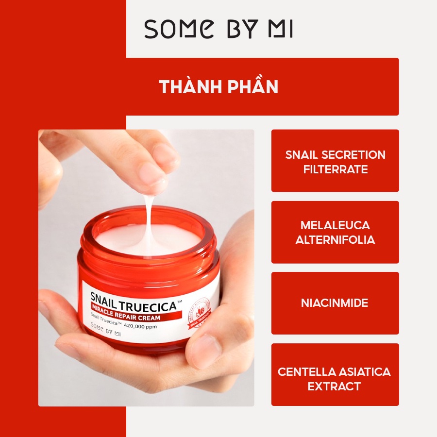 Kem Dưỡng Phục Hồi Da Chuyên Sâu Somebymi SNAIL TRUECICA MIRACLE REPAIR CREAM 60g