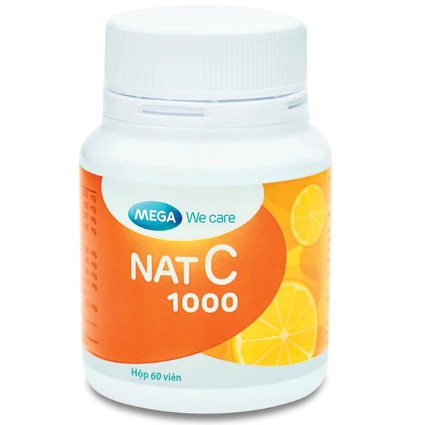 Viên uống bổ sung vitamin c Mega Nat C 1000mg làm đẹp da, tăng cường đề kháng lọ 30 - 60 viên