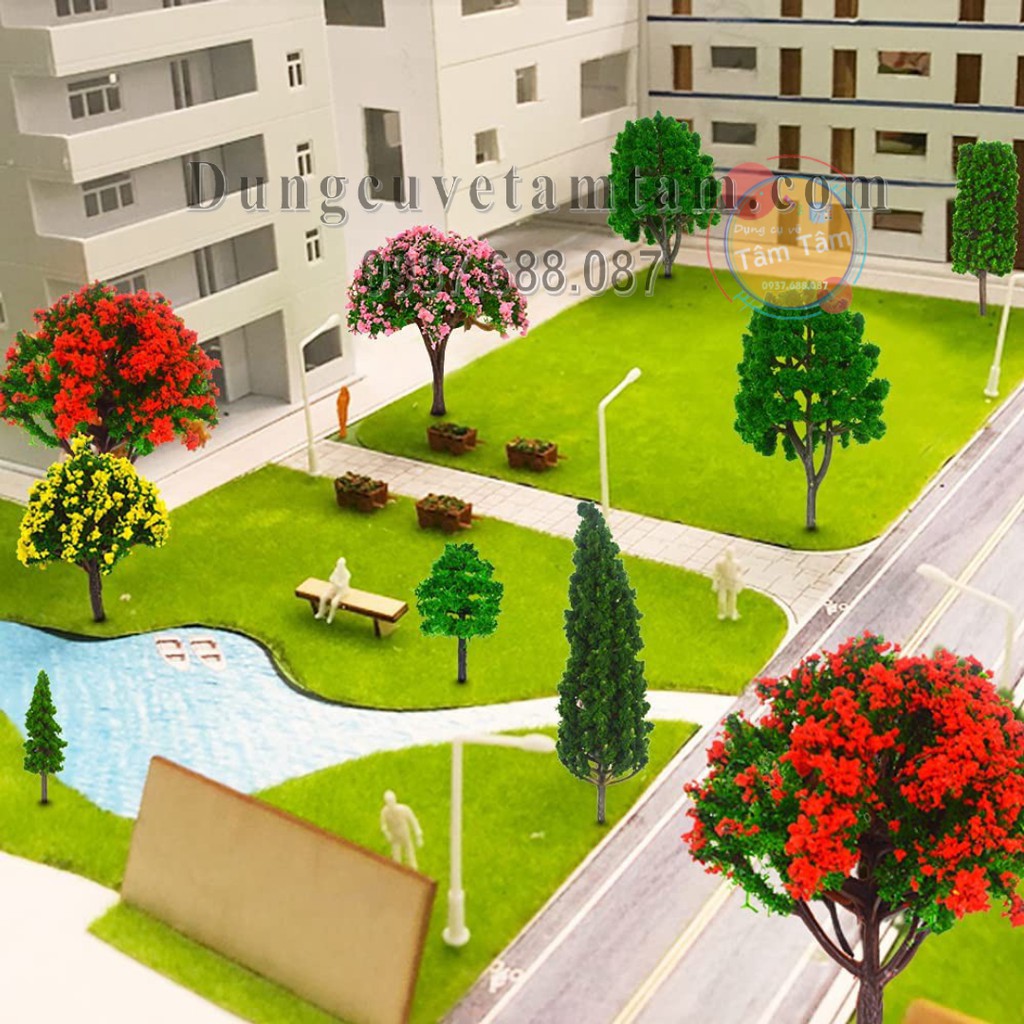 [ TÂM TÂM ]-Cây Hoa Đỏ trang trí mô hình, Cây mô hình, Cây DIY -