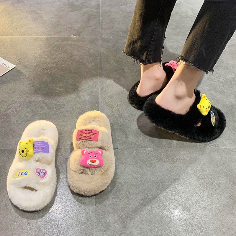 Dép Bông Đi Trong Nhà Đế Dày Chống Trượt Hình Hoạt Hình Dễ Thương Cho Nữ