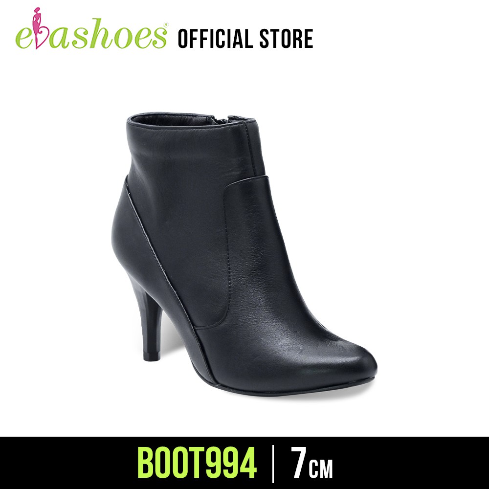 Boot Cao Gót Mũi Nhọn Da Bò 7cm Evashoes - Boot994 (Màu Đen)