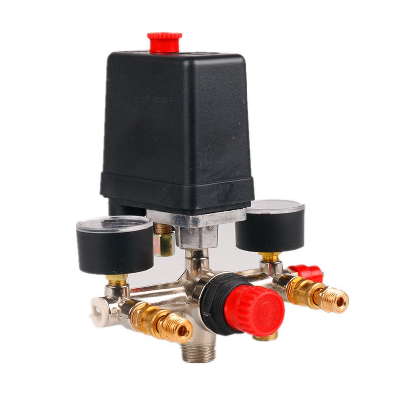 Công tắc áp suất mới 230V Van không khí Manifold Điều khiển điều khiển máy nén đồng hồ đo