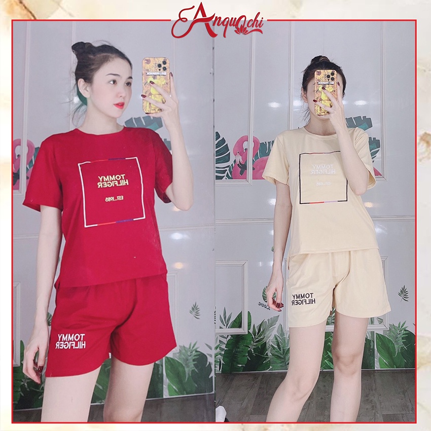 Đồ Bộ Nữ Mặc Nhà Anquachi Đẹp Thun Cotton Nữ Mặc Ngủ Ở Nhà Dễ Thương Quần Đùi Cute A048