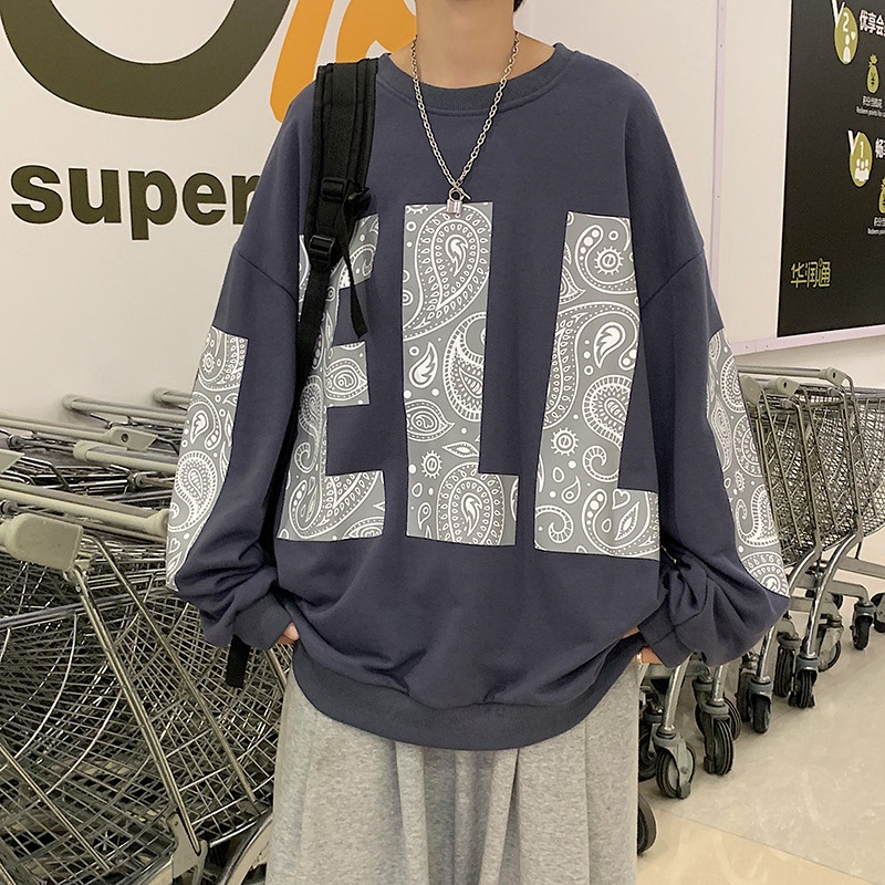 Áo sweater AOKANG cổ tròn dáng rộng phong cách hip hop Âu Mỹ cá tính cho cặp đôi