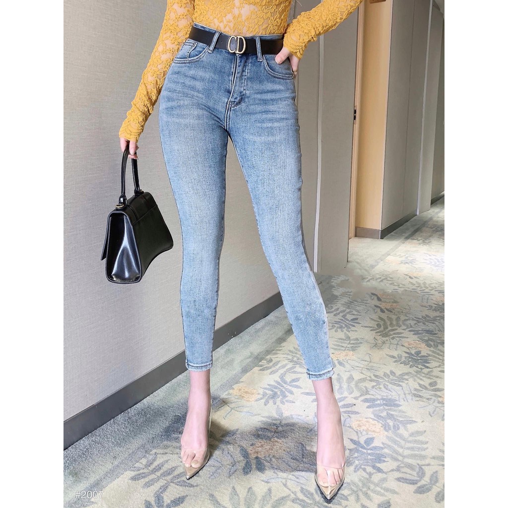 [50kg-90kg] Quần jean nữ Bigsize 9 tấc lưng cao, rách kiểu màu xanh đá đủ size 3858