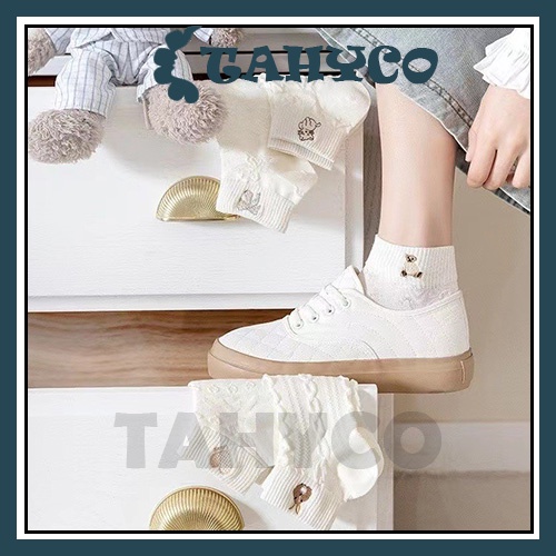 Vớ tất cổ ngắn nữ  dễ thương chất liệu cotton  phong cách Hàn Quốc 2022 TAHYCO TN15 5 ĐÔI