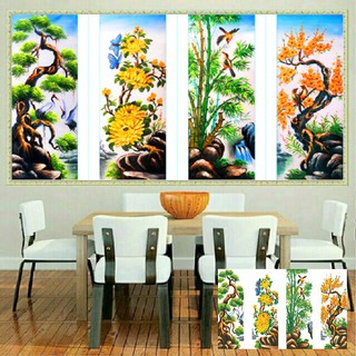 Tranh Thêu Chữ Thập Tứ Quý Xuân Hạ Thu Đông KT:110x75 cm(27,5cmx75cm trên 1 bức)
