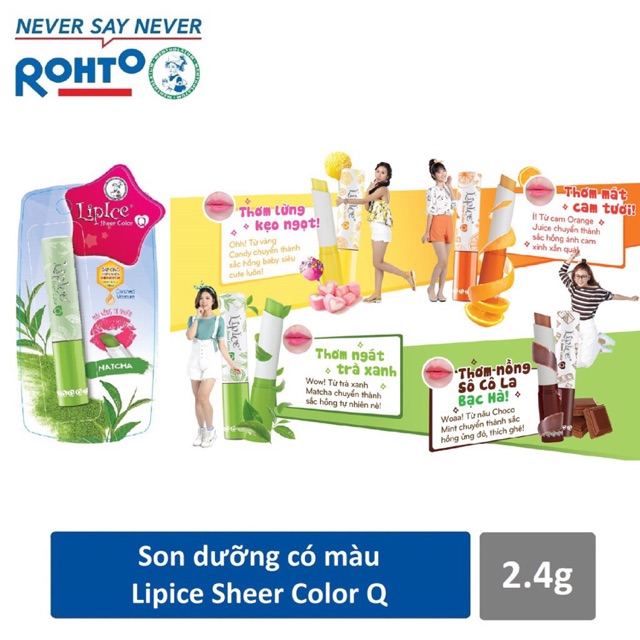 Son dưỡng Có màu Lipice Sheer Color Q Choco Mint hoặc Matcha hoặc Orange hoặc Candy