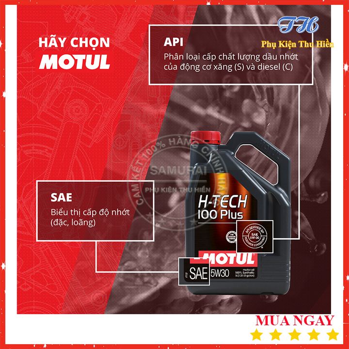 Nhớt Xe Hơi Motul H-Tech 100 Plus 5W30 Bình 4 Lít - Hàng Chính Hãng