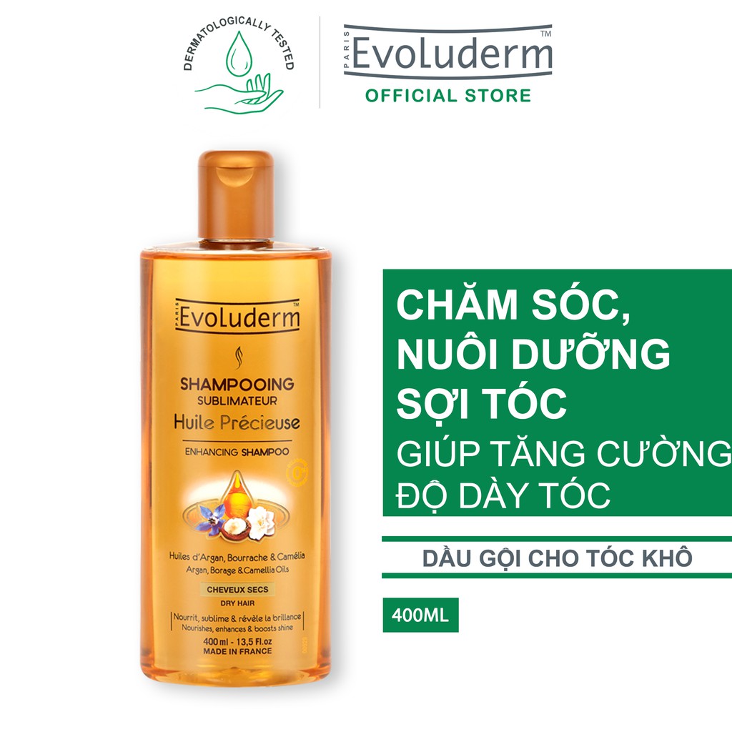 Dầu gội dành cho tóc khô Evoluderm Shampoing Sublimateur Huile Précieuse 400ml-17305