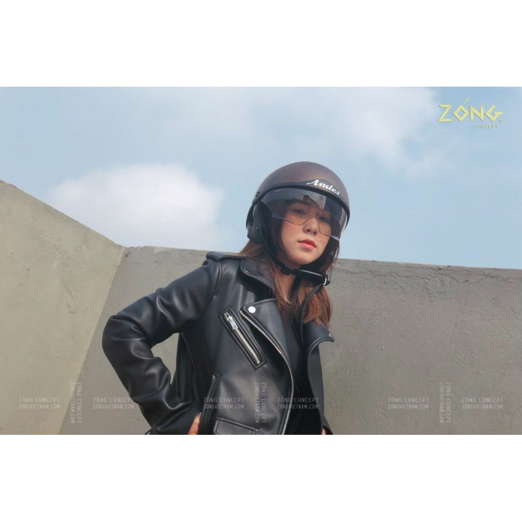 Mũ bảo hiểm nửa đầu có kính ẩn ANDES – M139