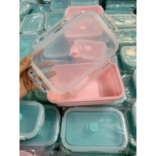 Set 4 hộp silicon thực phẩm gấp gọn hãng sale chuẩn FDA