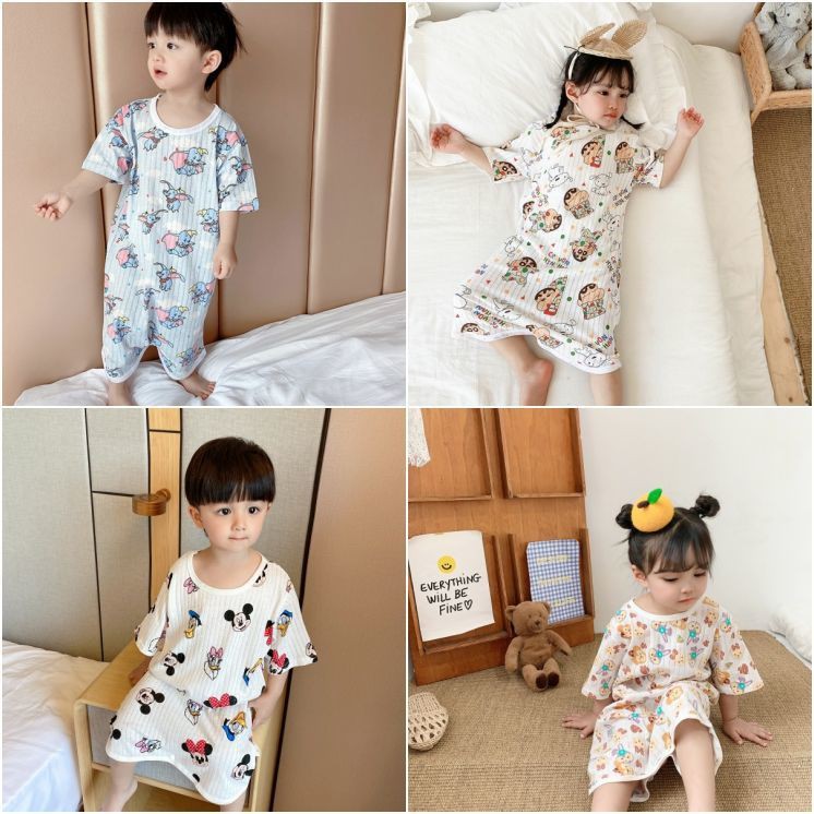 Bộ Đồ Ngủ Sát Nách Vải Cotton Chống Trượt Thời Trang Mùa Hè Cho Bé