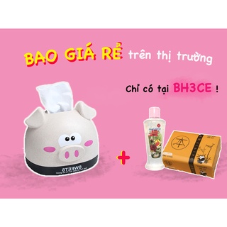 Hộp Đựng Khăn Giấy Để Bàn Hình Chú Heo Dễ Thương Và Nước Rửa Tay Kèm Khăn Giấy