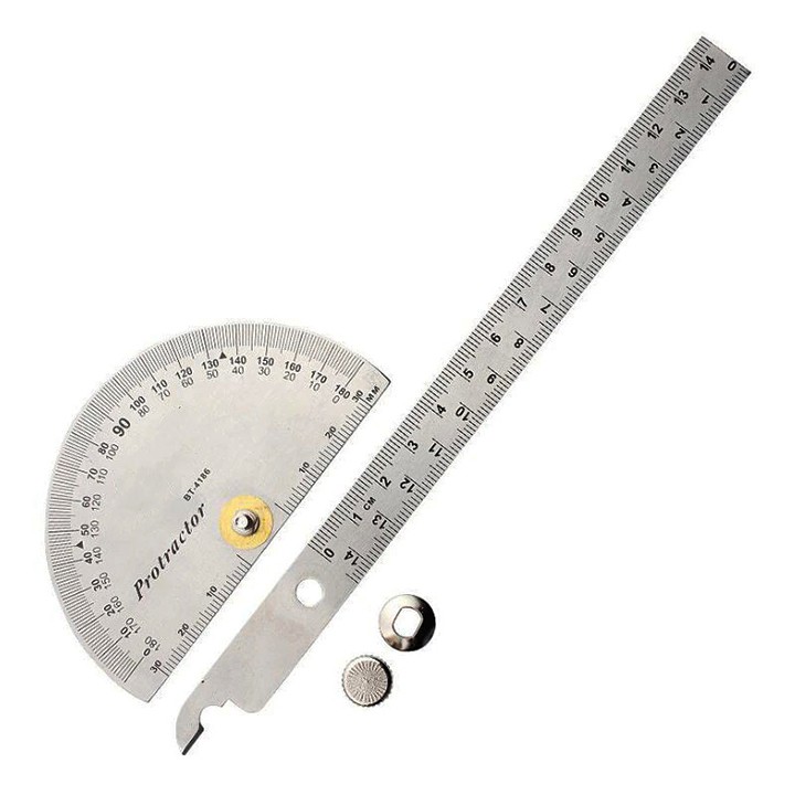 Thước đo góc ❤️FREESHIP❤️ thước đo độ 180 độ bằng thép không gỉ - thước ke góc